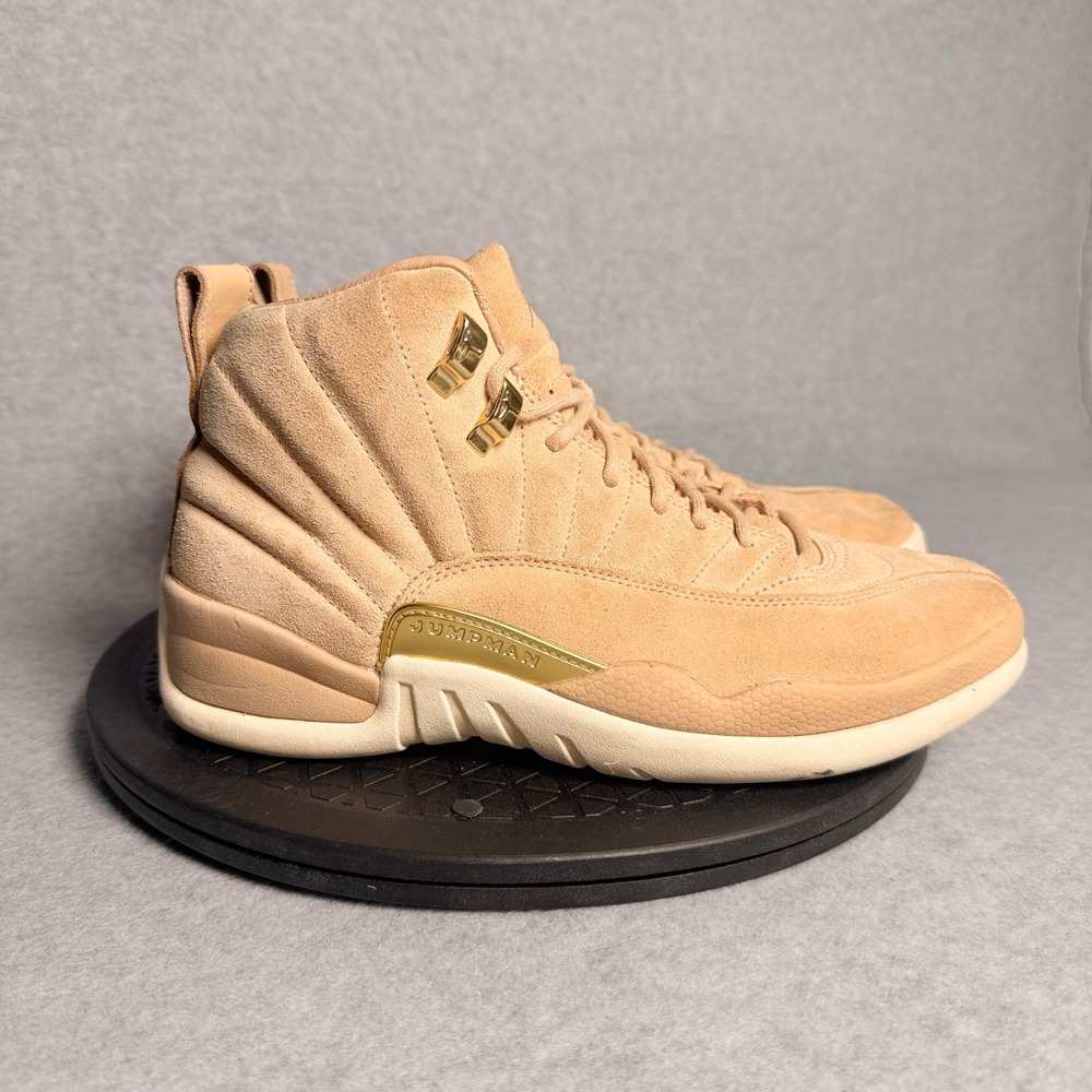 Jordan 12 Retro Vachetta Tan Suede Gold Metallic AO6068-203 Womens Size 8